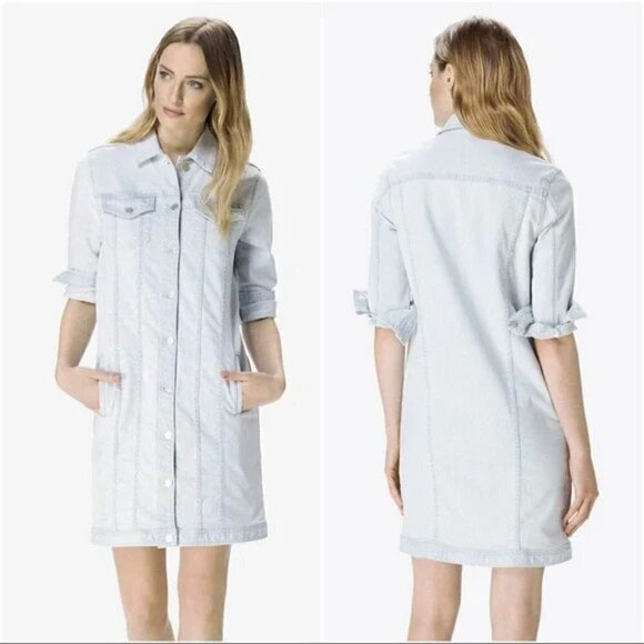 New J Brand Maxi Denim Bleach Striped Jacket Dress NWT Size XS - Picture 1 of 16